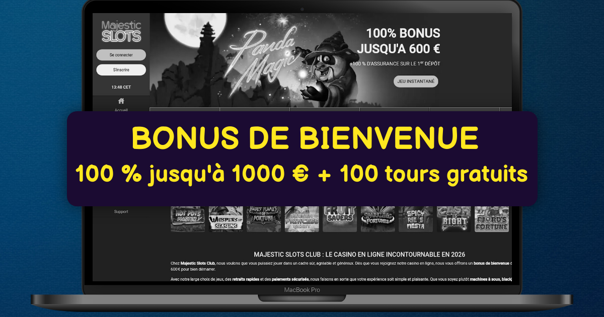 Majestic Slots welcome bonus